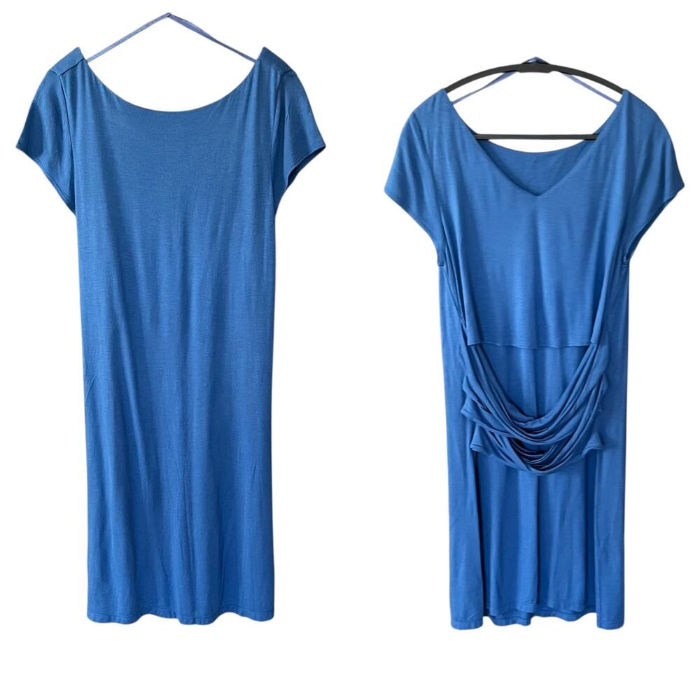 GESTUZ Blue Dress with Back Criss Cross Size Large